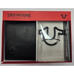 True Religion Men's Leather Wallet & Keychain Tool Gift Set - NIB